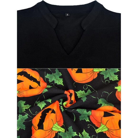 Women Halloween Short Puff Sleeve Flare Semi-Formal Summer Dress With Pockets - Picture 2 of 3